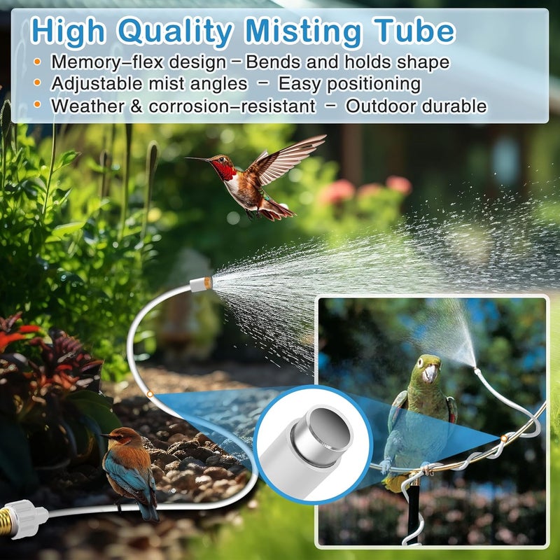 ElectricWise 1 Pack Hose Misters for Outside Patio, 60 Inch Flexible Misting System Cooling Stand Portable Water Mist for Outdoor, Hose Mister for Chicken Coop, Garden, Backyard, Bird Bath-Upgraded Thickened Mist - Image 2
